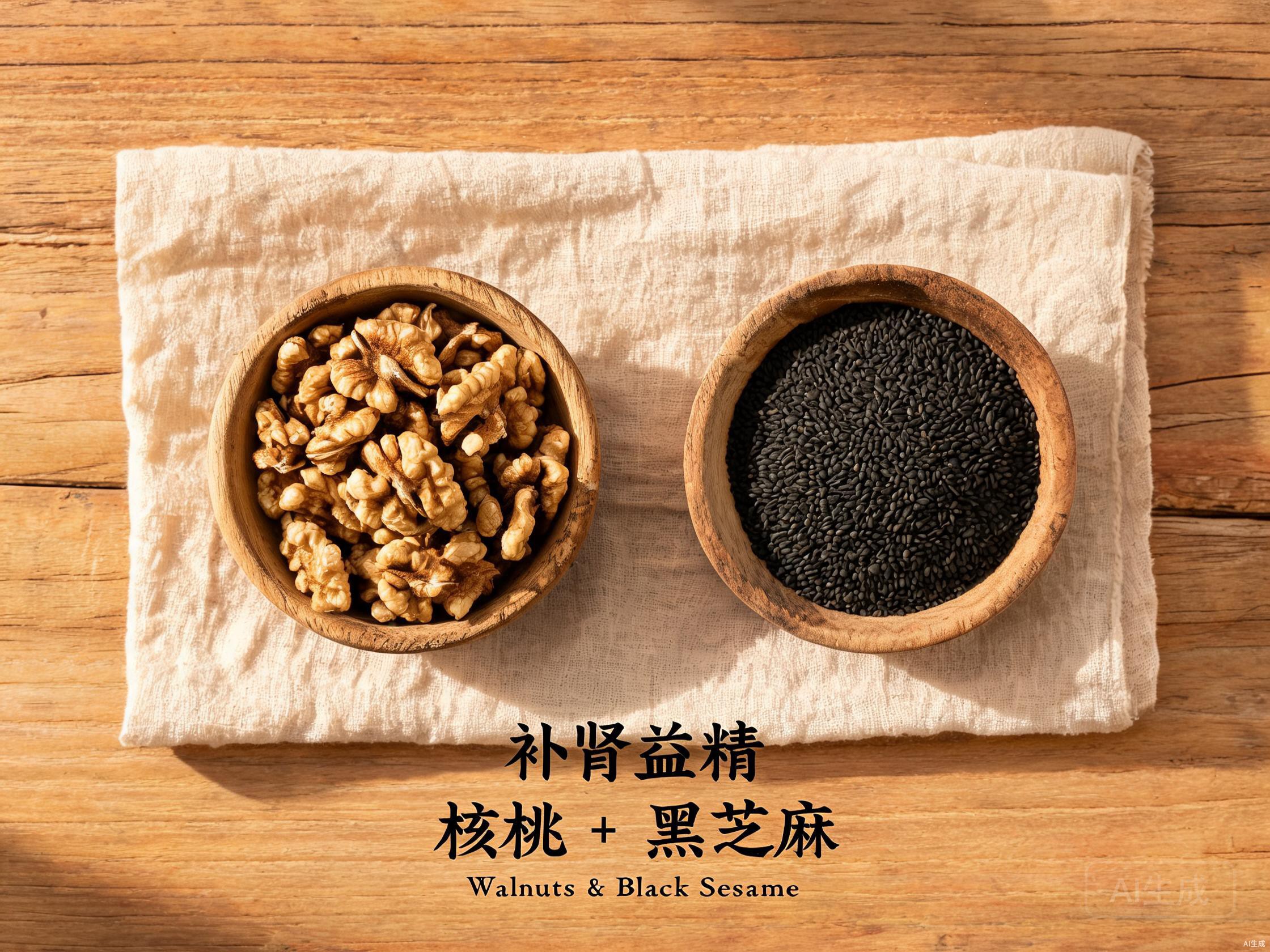 Walnut and black sesame congee in a rounded bowl