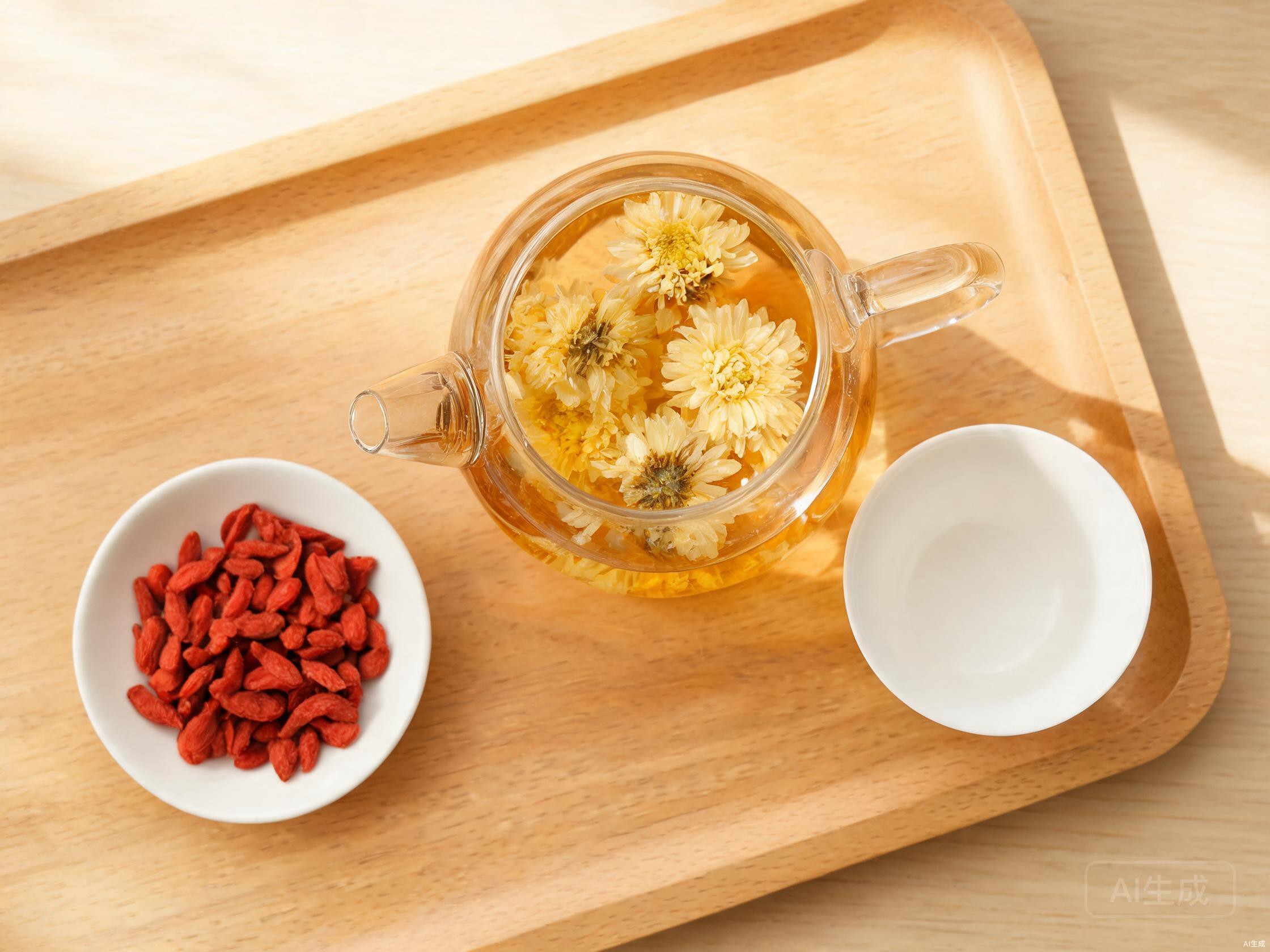 Chrysanthemum tea in a clear cup