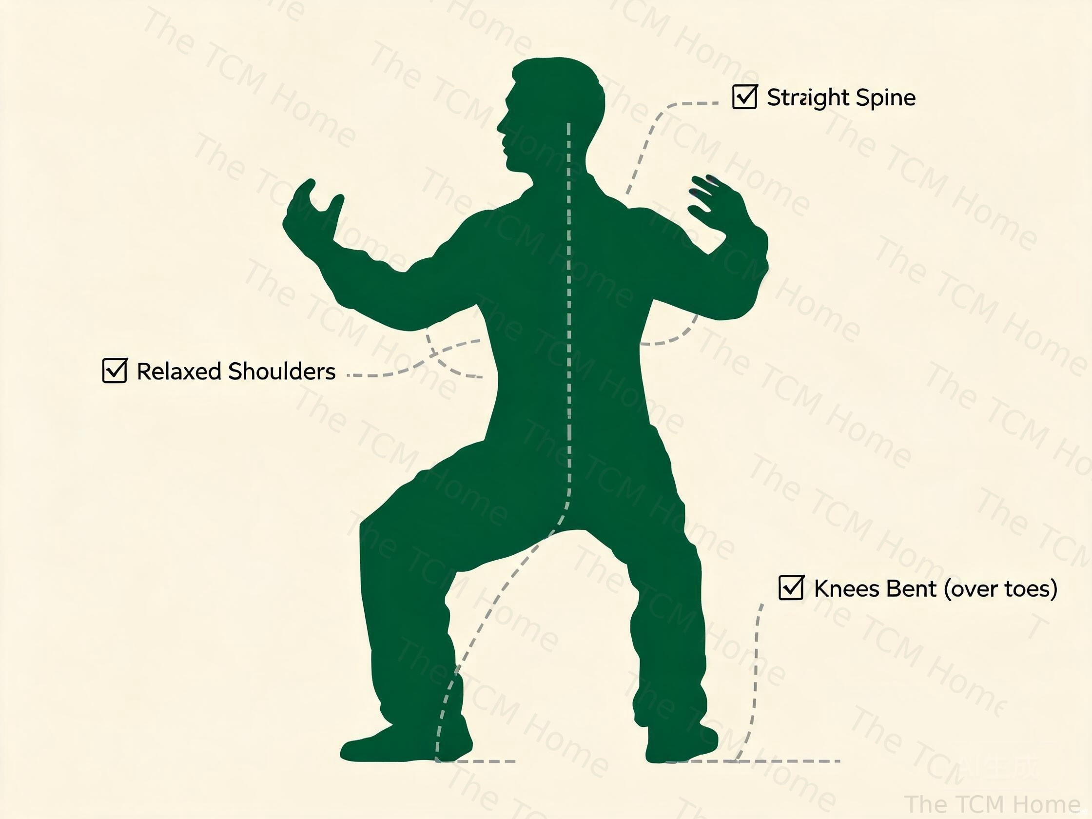 Qigong standing meditation posture (Zhan Zhuang) with arms in embrace position
