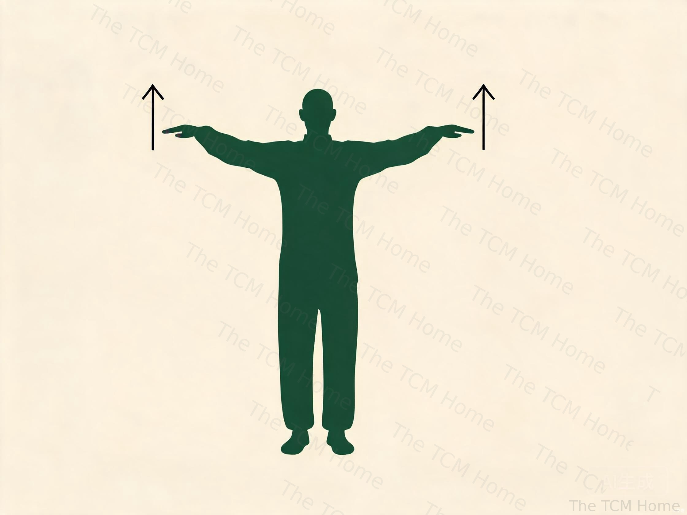 Tai Chi opening movement with arms rising to shoulder height