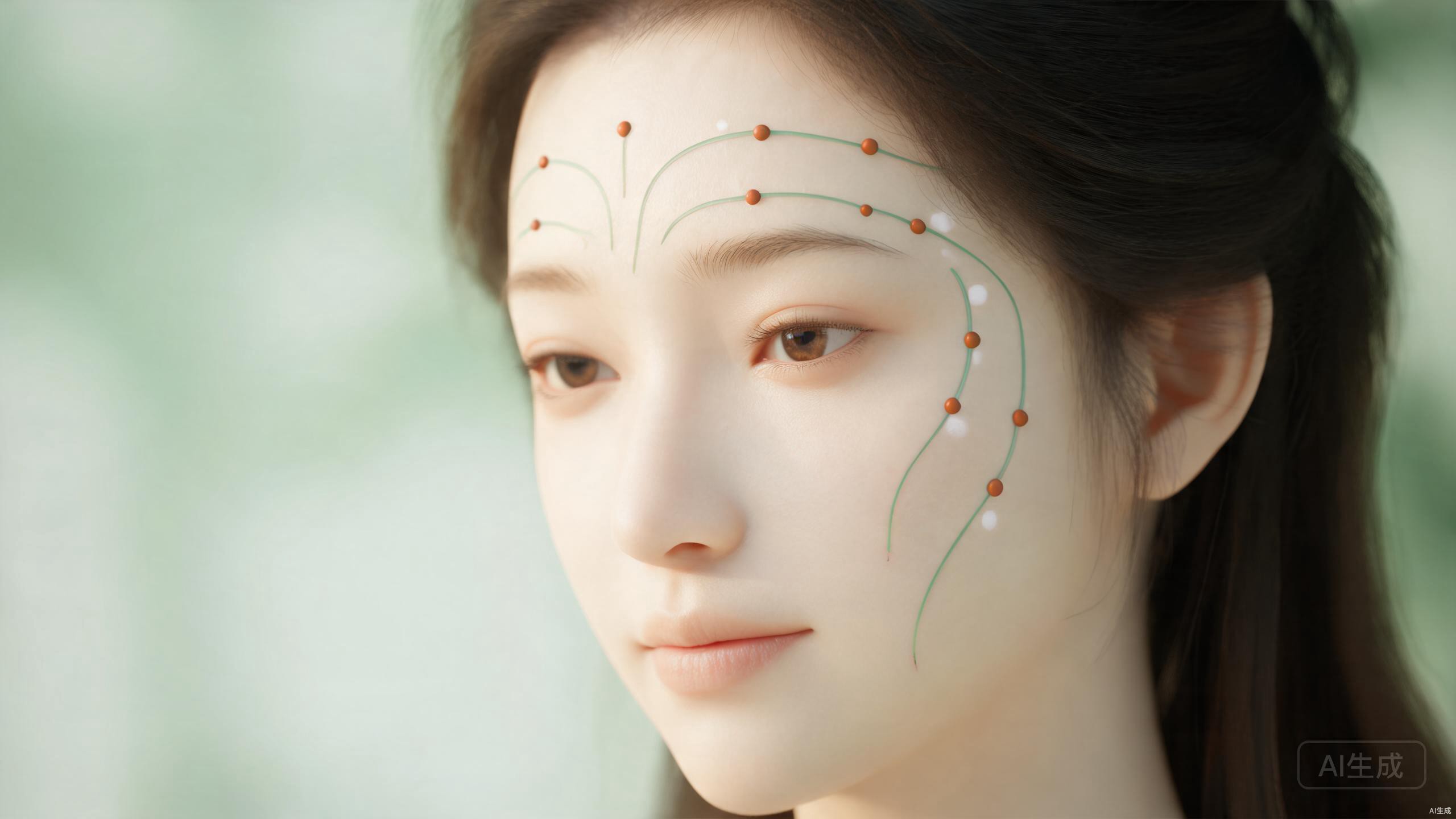 Soft natural-light portrait showing facial complexion zones used in TCM face mapping